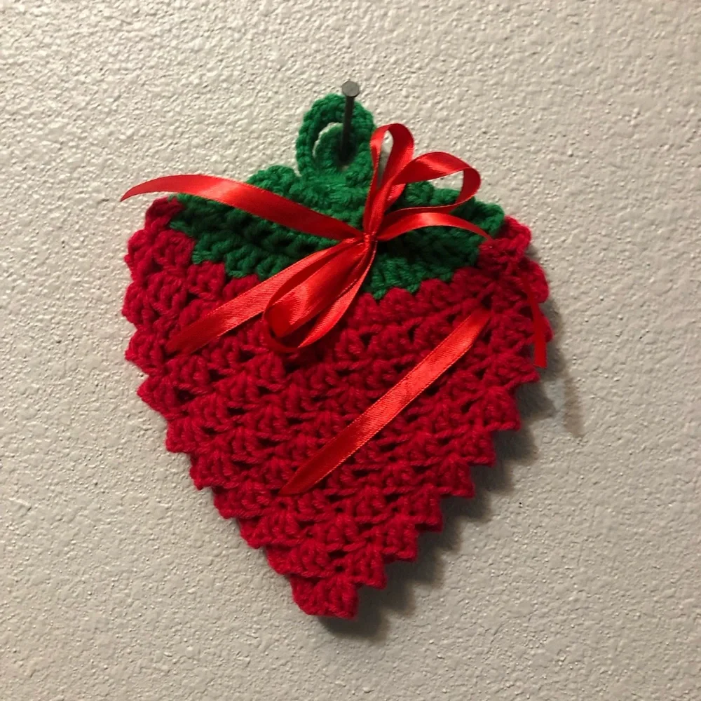 Crochet Strawberry Potholder/ Coaster